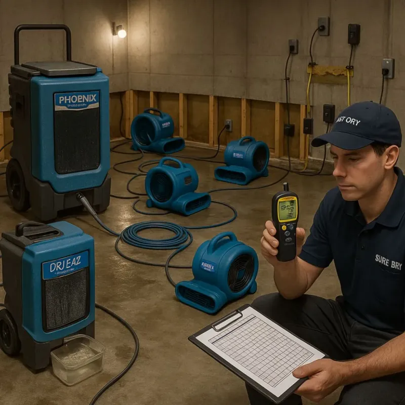 Structural Drying and Dehumidification process in East Moriches, NY